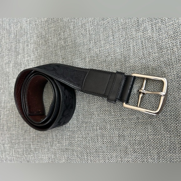 Coach C Black Canvas Leather Belt Size Small - Picture 4 of 15